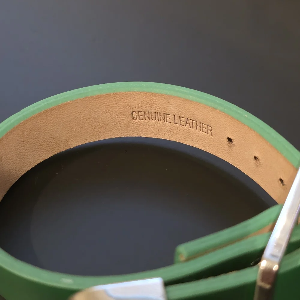 Rustic Cuff Genuine Leather Green Bracelet - Picture 3 of 3